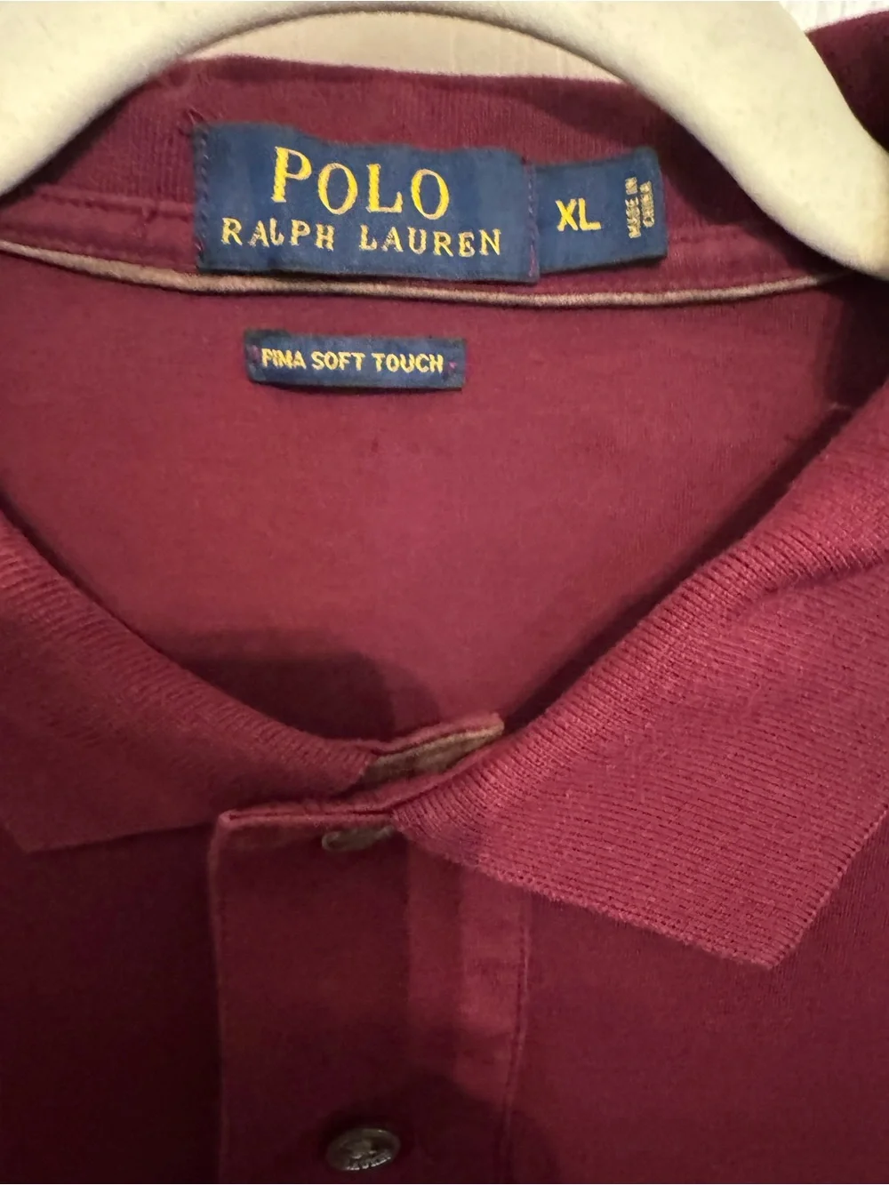 Polo Ralph Lauren Burgundy Pima Soft Touch Long Sleeve Polo - XL (Unisex / Fall)